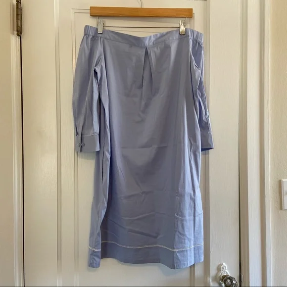 Theory Light Blue Off-Shoulder Mini Dress - Picture 6 of 8